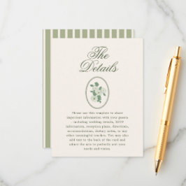 Sage Green Wedding Details Informatiekaartje