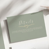 Sage Green Wedding Details Kaart met Hart