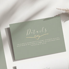 Sage Green Wedding Details Kaart met Hart