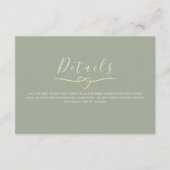 Sage Green Wedding Details Kaart met Hart (Voorkant)