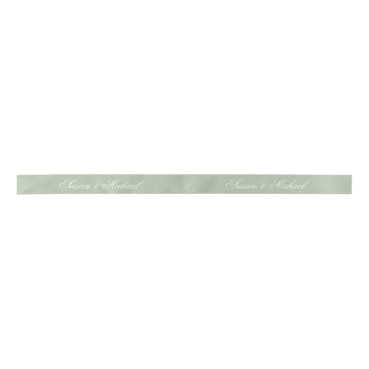 Sage Green Wedding Elegant Script Calligraphy Satijnen Lint (Voorkant)