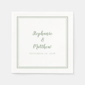 Sage Green Wedding Elegant Simple Modern Reception Servet (Voorkant)