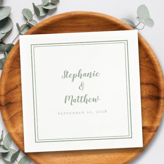Sage Green Wedding Elegant Simple Modern Reception Servet