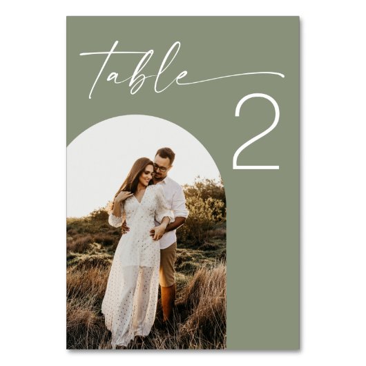 Sage Green Wedding | Elegante minimalistische boog Kaart (Achterkant)