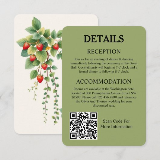 Sage Green Wedding Enclosure Card Set Informatiekaartje (Voorkant / Achterkant)