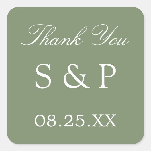 Sage Green Wedding Favor Bedankt Sticker (Voorkant)