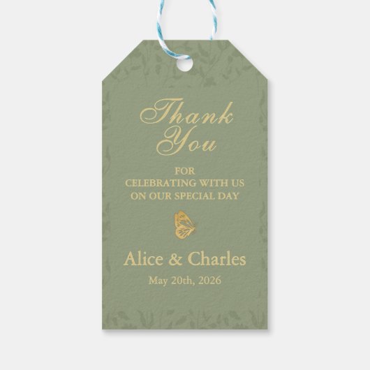 Sage Green Wedding Favoriet Label Cadeaulabel (Achterkant)