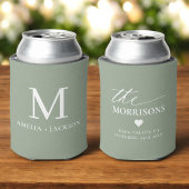 Sage Green Wedding Favoriet Monogram Naam Hart Blikjeskoeler