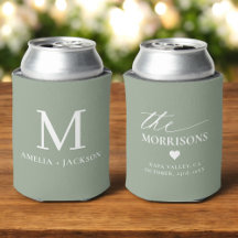 Sage Green Wedding Favoriet Monogram Naam Hart