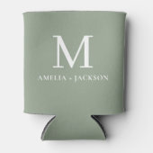 Sage Green Wedding Favoriet Monogram Naam Hart Blikjeskoeler (Voorkant)