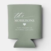 Sage Green Wedding Favoriet Monogram Naam Hart Blikjeskoeler (Achterkant)
