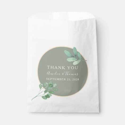 Sage Green Wedding Favoriet Tas met Groen Bedankzakje (Voorkant)