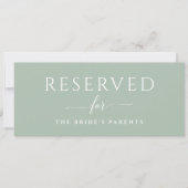 Sage Green Wedding Gereserveerd Sign Romantic Kaart (Voorkant)