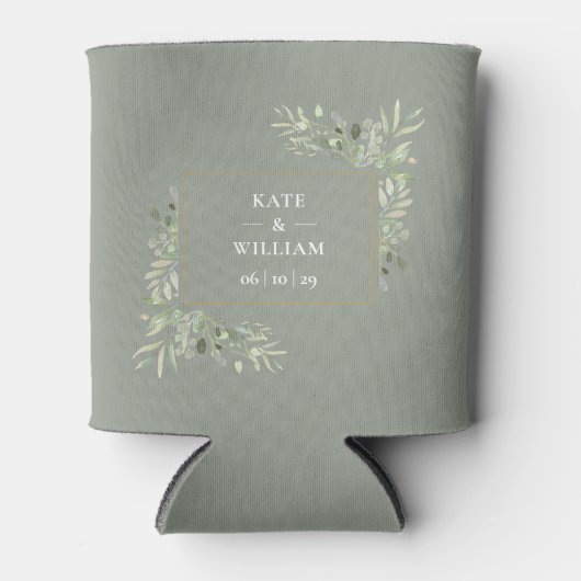 Sage Green Wedding Greenery Foliage Blikjeskoeler (Voorkant)