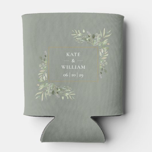 Sage Green Wedding Greenery Foliage Blikjeskoeler (Achterkant)