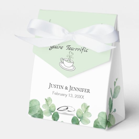 Sage Green Wedding Guest Favors Bedankdoosjes (Voorkant Zijde)