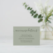 Sage Green Wedding Hotel Accommodatie Kaarten (Staand voorkant)