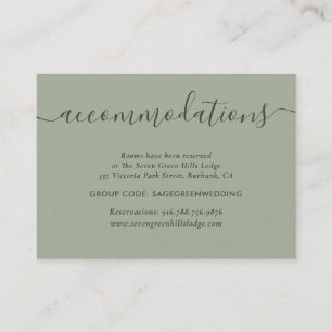 Sage Green Wedding Hotel Accommodatie Kaarten