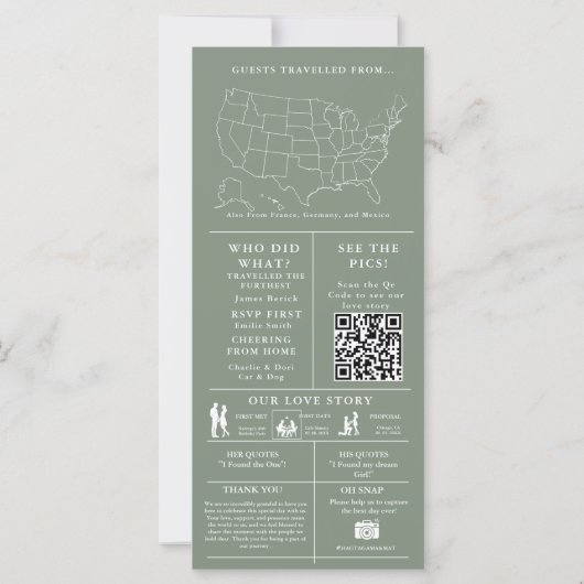 sage  Green Wedding Infographic Program (Achterkant)