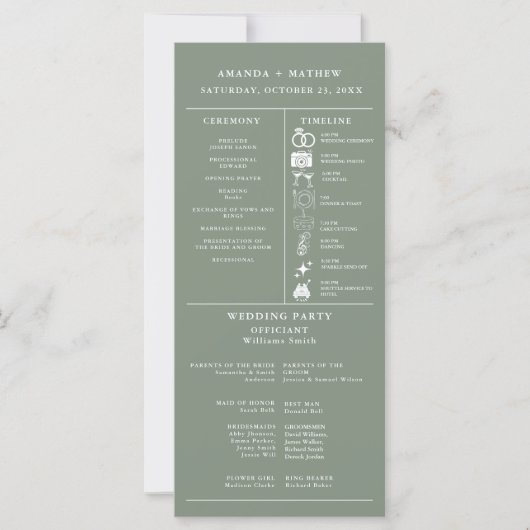 sage  Green Wedding Infographic Program (Voorkant)