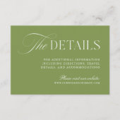 Sage Green Wedding Information Enclosure Kaart (Voorkant)