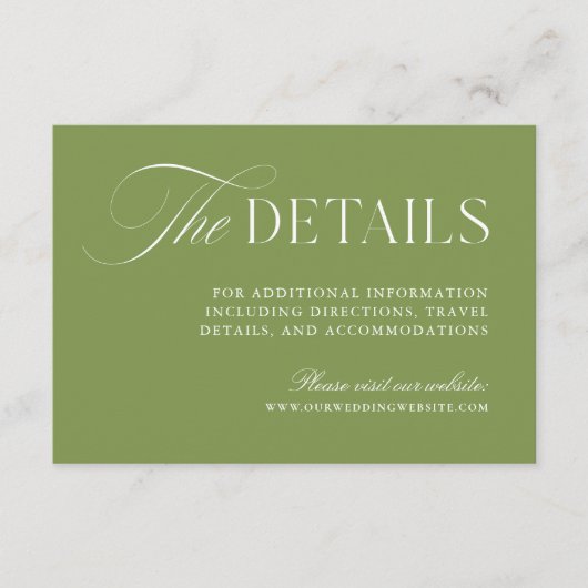Sage Green Wedding Information Enclosure Kaart (Voorkant)