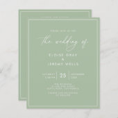 Sage Green Wedding Invitation (Voorkant / Achterkant)