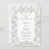 Sage Green Wedding Invitation Kaart (Voorkant)