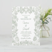 Sage Green Wedding Invitation Kaart (Staand voorkant)