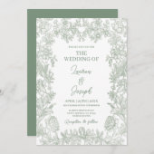 Sage Green Wedding Invitation Kaart (Voorkant / Achterkant)