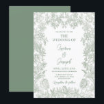 Sage Green Wedding Invitation Kaart<br><div class="desc">Sage Green bruiloft uitnodiging,  minimalistische tuin uitnodiging,  Sage Green French Floral bruiloft uitnodiging</div>