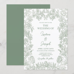 Sage Green Wedding Invitation Kaart