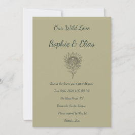 Sage Green Wedding Invitation Protea Botanical Kaart