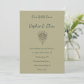 Sage Green Wedding Invitation Protea Botanical Kaart (Staand voorkant)