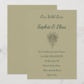 Sage Green Wedding Invitation Protea Botanical Kaart (Voorkant / Achterkant)