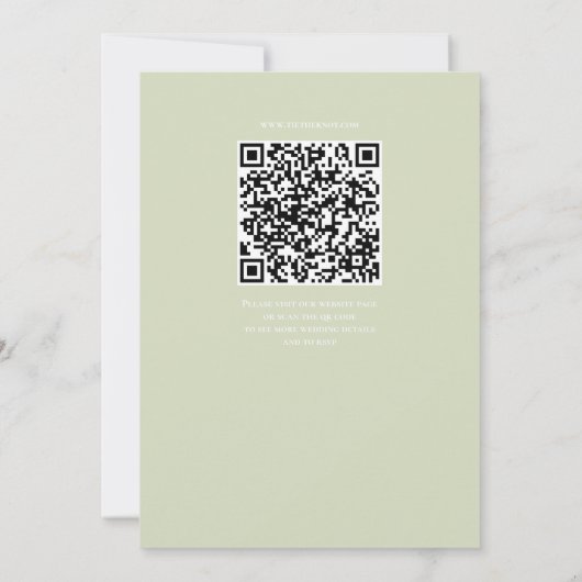 Sage Green Wedding Invitation QR-code Kaart (Achterkant)