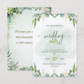 Sage Green Wedding Invitation Sjabloon Bewerkbaar Kaart (Voorkant / Achterkant)