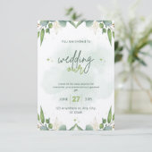 Sage Green Wedding Invitation Sjabloon Bewerkbaar Kaart (Staand voorkant)