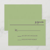 Sage Green Wedding Invite Response Kaart (Voorkant / Achterkant)