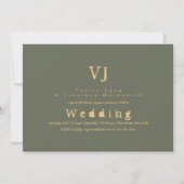 Sage Green Wedding Invitting Gold Ink Typwriter Kaart (Voorkant)