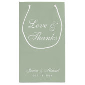 Sage Green Wedding Love & Bedankt Simple Script Klein Cadeauzakje (Achterkant)