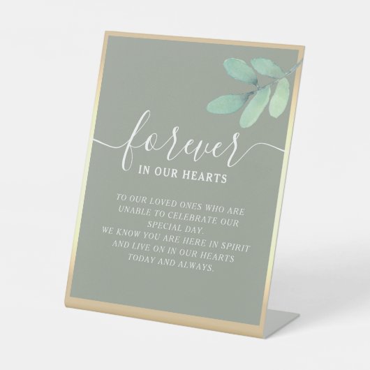 Sage Green Wedding Memorial Tafel Teken Reclamebord Met Voetstuk (Voorkant)
