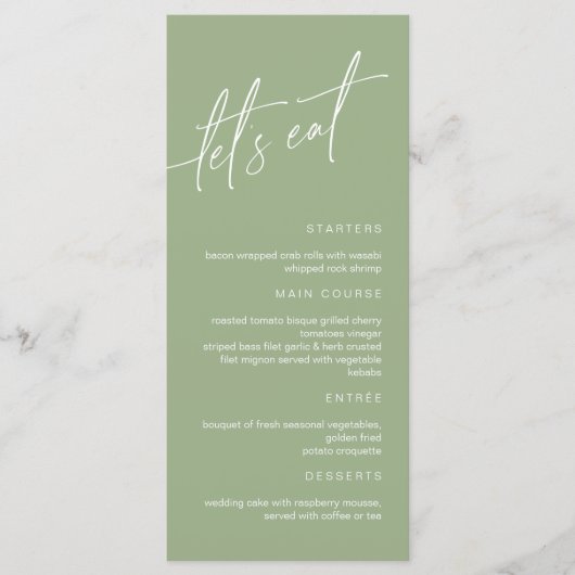 Sage Green Wedding Menu (Voorkant)