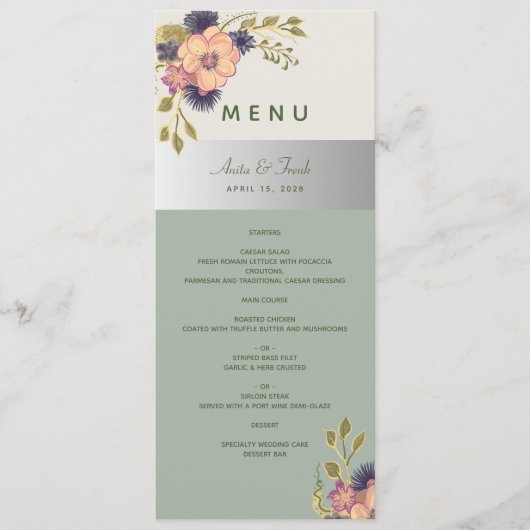 Sage Green Wedding Menu (Voorkant)