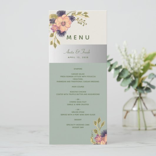 Sage Green Wedding Menu (Staand voorkant)