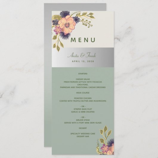 Sage Green Wedding Menu (Voorkant / Achterkant)