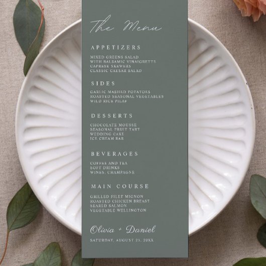 Sage Green Wedding Menu Kaarten Sjabloon