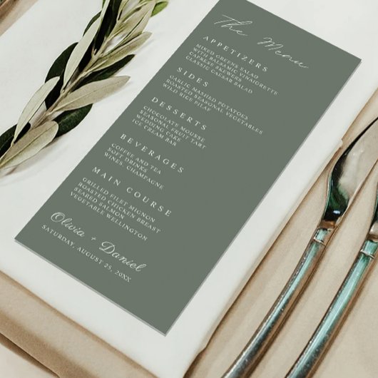Sage Green Wedding Menu Kaarten Sjabloon