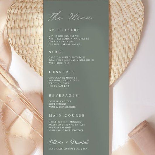 Sage Green Wedding Menu Kaarten Sjabloon