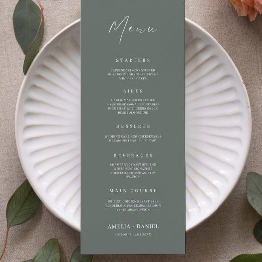 Sage Green Wedding Menu Kaarten Sjabloon